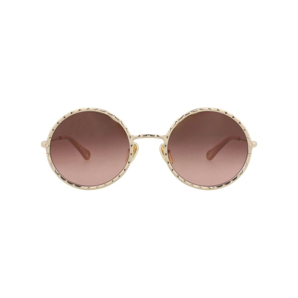 Chloé Round-Frame Metal Sunglasses Gold Womens